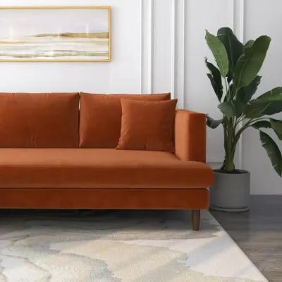 Delano Burnt Orange Velvet Sectional Sofa Left Facing Chaise