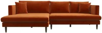 Delano Burnt Orange Velvet Sectional Sofa Left Facing Chaise