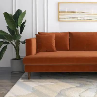 Delano Burnt Orange Velvet Sectional Sofa Right Facing Chaise