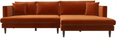 Delano Burnt Orange Velvet Sectional Sofa Right Facing Chaise