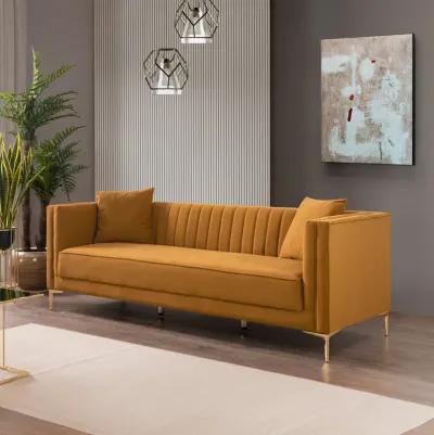 Kendra 91" Cognac Velvet Sofa