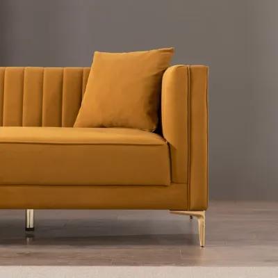 Kendra 91" Cognac Velvet Sofa