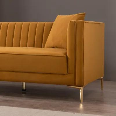 Kendra 91" Cognac Velvet Sofa