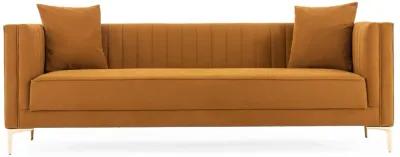 Kendra 91" Cognac Velvet Sofa