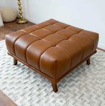 Kano Cognac Leather Ottoman