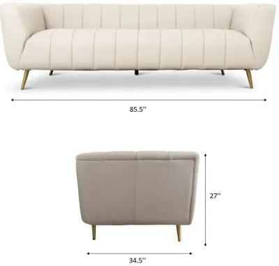 Clodine Cream Leather Sofa