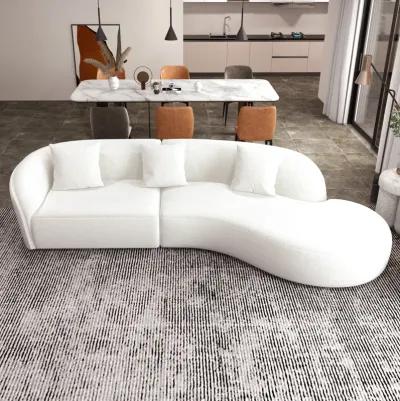 Galleria White Boucle Sectional Sofa XL