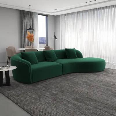 Galleria Dark Green Velvet Curvy Sectional Sofa