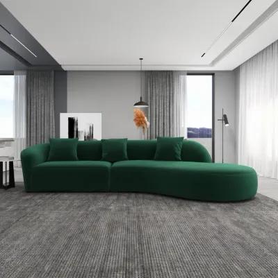 Galleria Dark Green Velvet Curvy Sectional Sofa