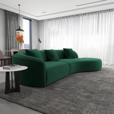 Galleria Dark Green Velvet Curvy Sectional Sofa