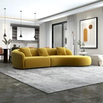 Galleria Japandi Style Curvy Sectional Sofa Gold Velvet