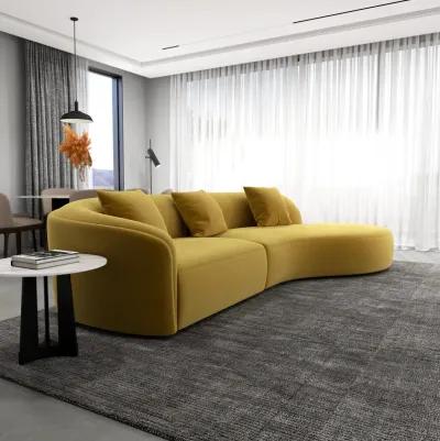 Galleria Japandi Style Curvy Sectional Sofa Gold Velvet