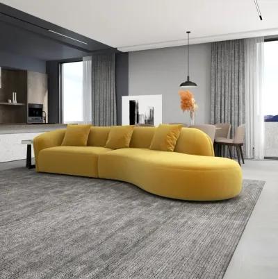 Galleria Japandi Style Curvy Sectional Sofa Gold Velvet