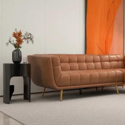 Kano Cognac Leather Sectional Sofa Right Facing Chaise