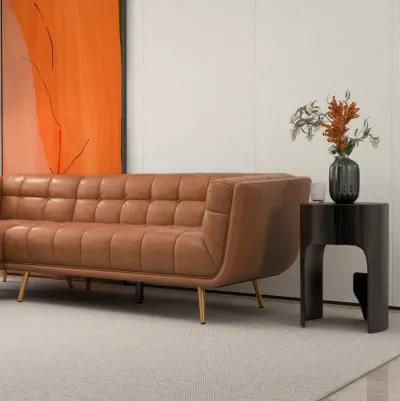 Kano L Shape Cognac Leather Sectional Sofa Left Facing Chaise