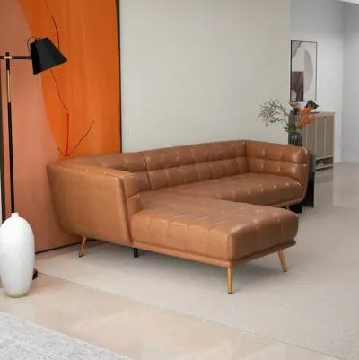 Kano L Shape Cognac Leather Sectional Sofa Left Facing Chaise