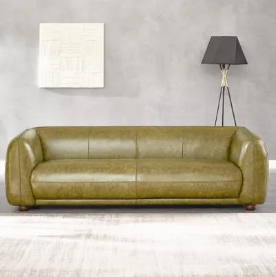 Miller Green Leather Sofa