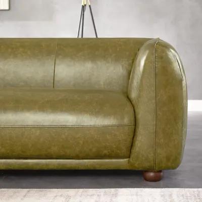 Miller Green Leather Sofa