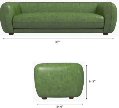 Miller Green Leather Sofa