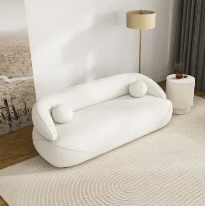 Brody White Boucle Fabric Sofa