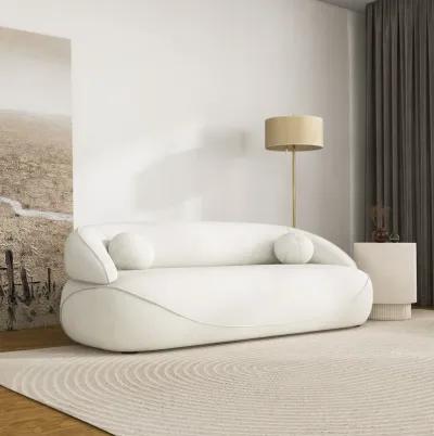 Brody White Boucle Fabric Sofa