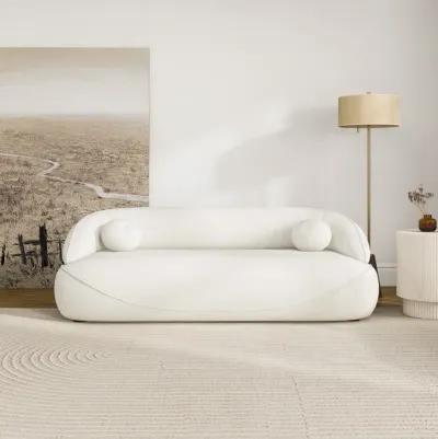 Brody White Boucle Fabric Sofa