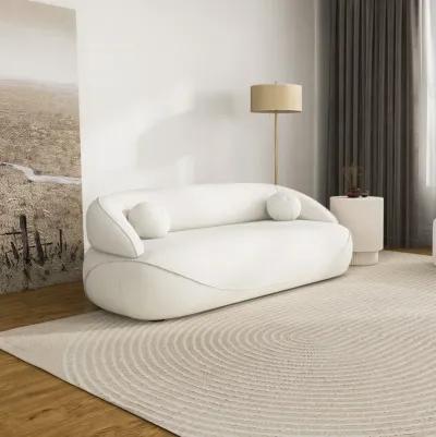 Brody White Boucle Fabric Sofa