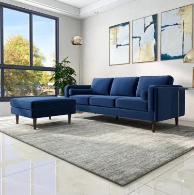 Fordham Blue Velvet Ottoman