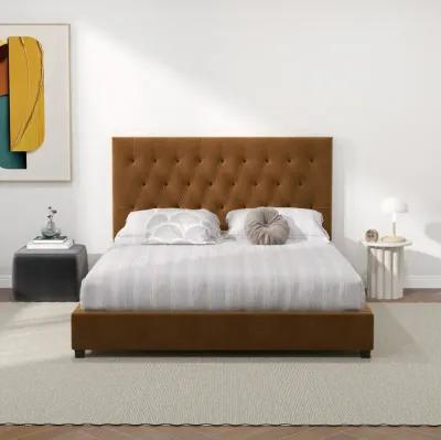 Eldridge Queen Cognac Velvet Platform Bed