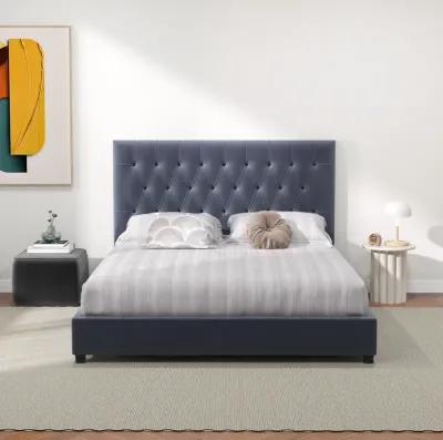 Eldridge Queen Gray Velvet Platform Bed