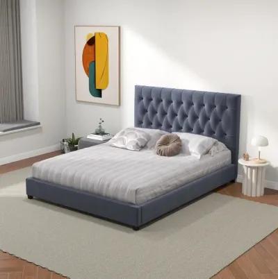 Eldridge Queen Gray Velvet Platform Bed