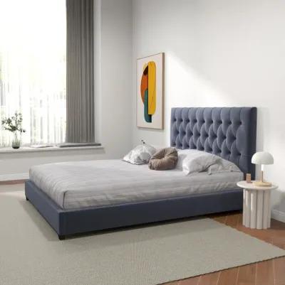 Eldridge Queen Gray Velvet Platform Bed