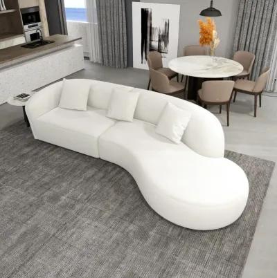 Galleria Japandi Style Curvy White Boucle Sectional Sofa