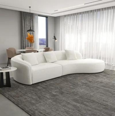 Galleria Japandi Style Curvy White Boucle Sectional Sofa