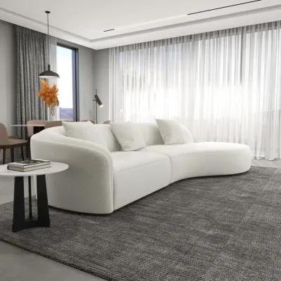 Galleria Japandi Style Curvy White Boucle Sectional Sofa