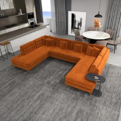 Caleb Burnt Orange Velvet U Shape Corner Sofa