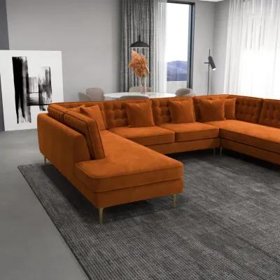 Caleb Burnt Orange Velvet U Shape Corner Sofa