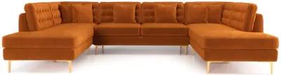 Caleb Burnt Orange Velvet U Shape Corner Sofa