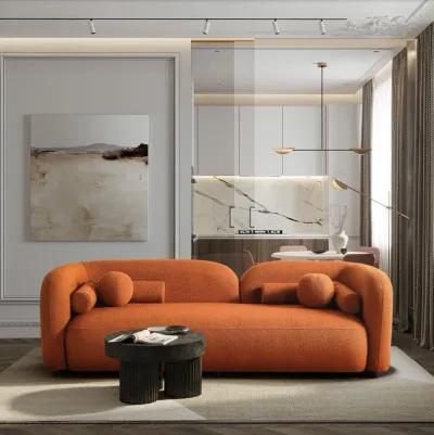 Bodrum Burnt Orange Boucle Curved Sofa