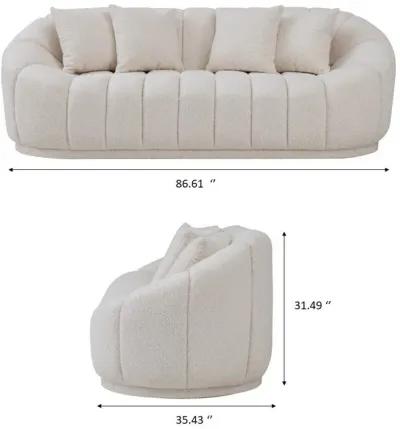 Forrester Sofa Modern Japandi Style Tight Back White Boucle