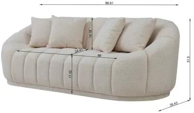 Forrester Sofa Modern Japandi Style Tight Back White Boucle