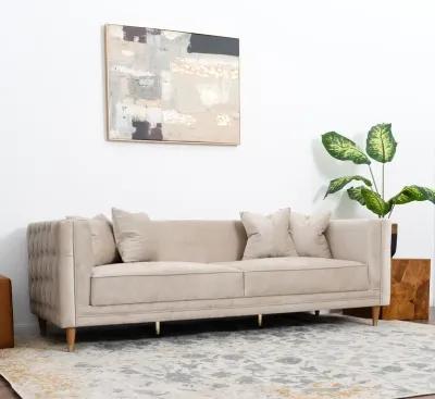 Mara Light Cream Velvet Sofa