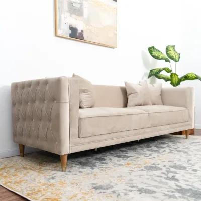 Mara Light Cream Velvet Sofa