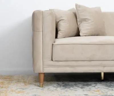 Mara Light Cream Velvet Sofa