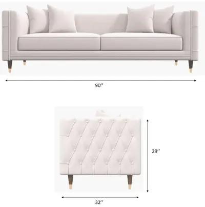 Mara Light Cream Velvet Sofa