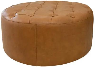 Timber Tan Leather Round Ottoman