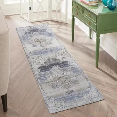 Payas Cream-Blue Runner Rug Size 2'2'' x 8'