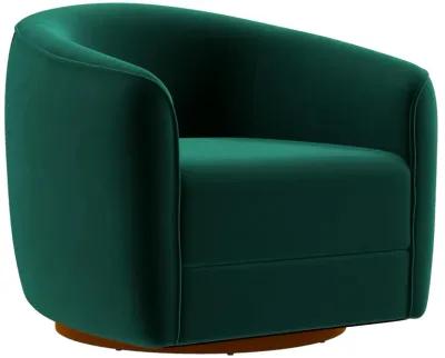 Spring Dark Green Velvet Swivel Chair