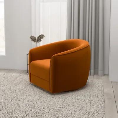 Spring Burnt Orange Velvet Swivel Chair