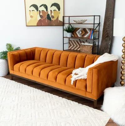 Jersey Orange Velvet Sofa